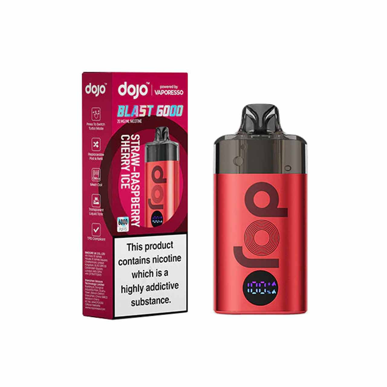 Vaporesso Dojo Blast 6000 Strawberry Raspberry Cherry Ice Prefilled Pod Kit
