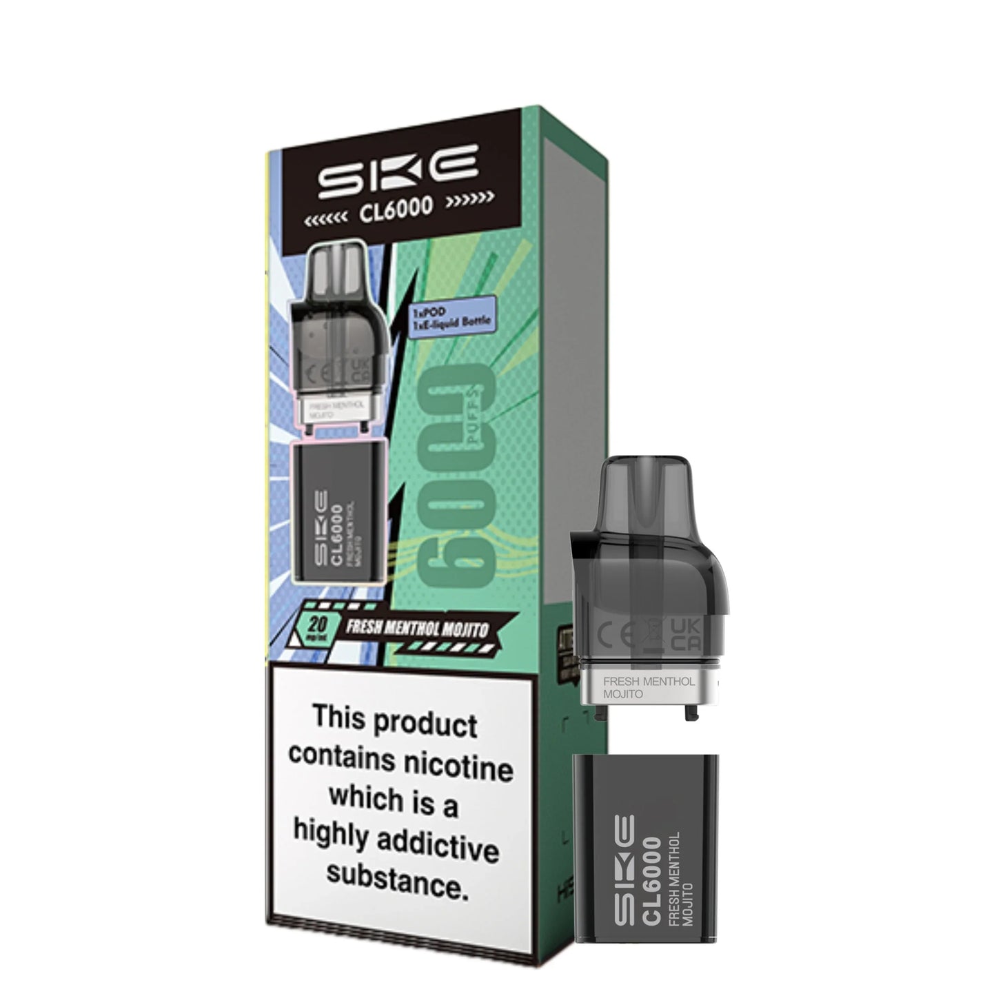 SKE Crystal CL6000 Fresh Menthol Mojito Prefilled Replacement Pod