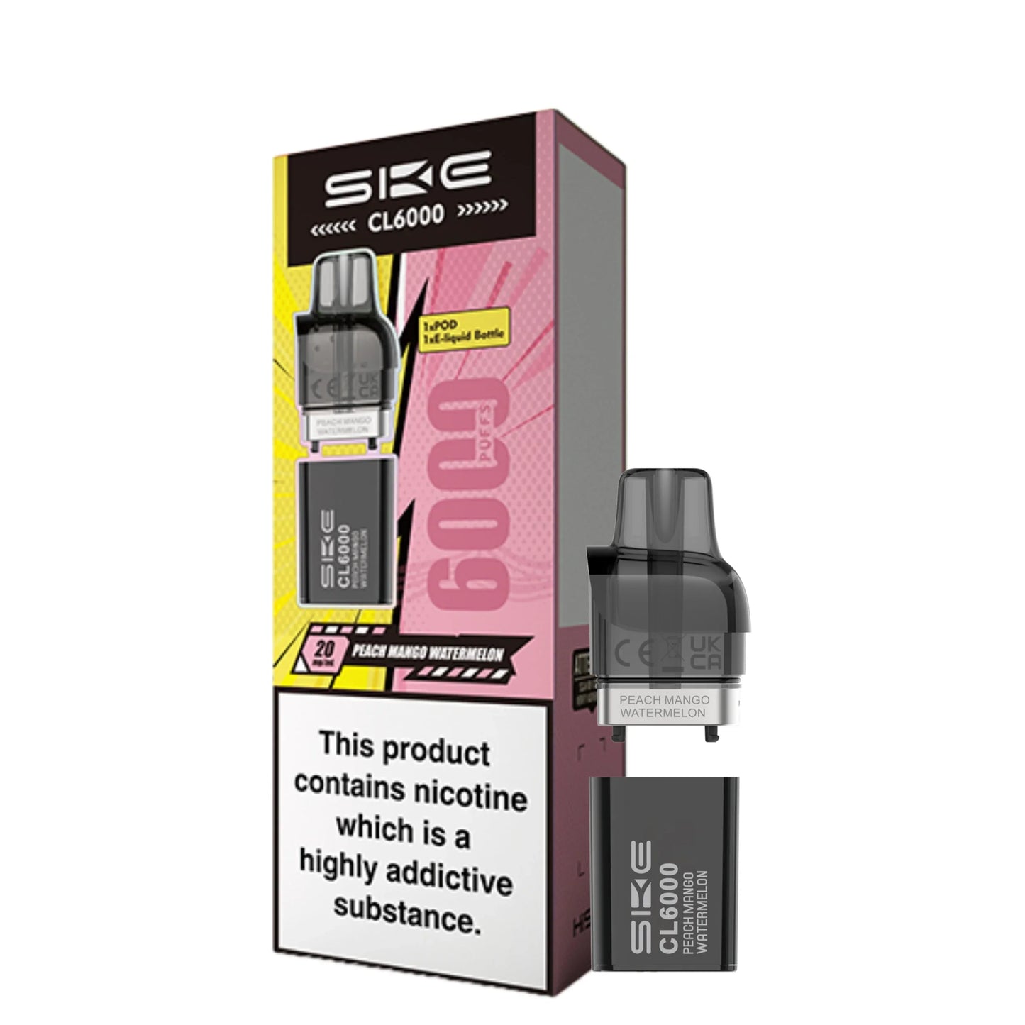 SKE Crystal CL6000 Peach Mango Watermelon Prefilled Replacement Pod