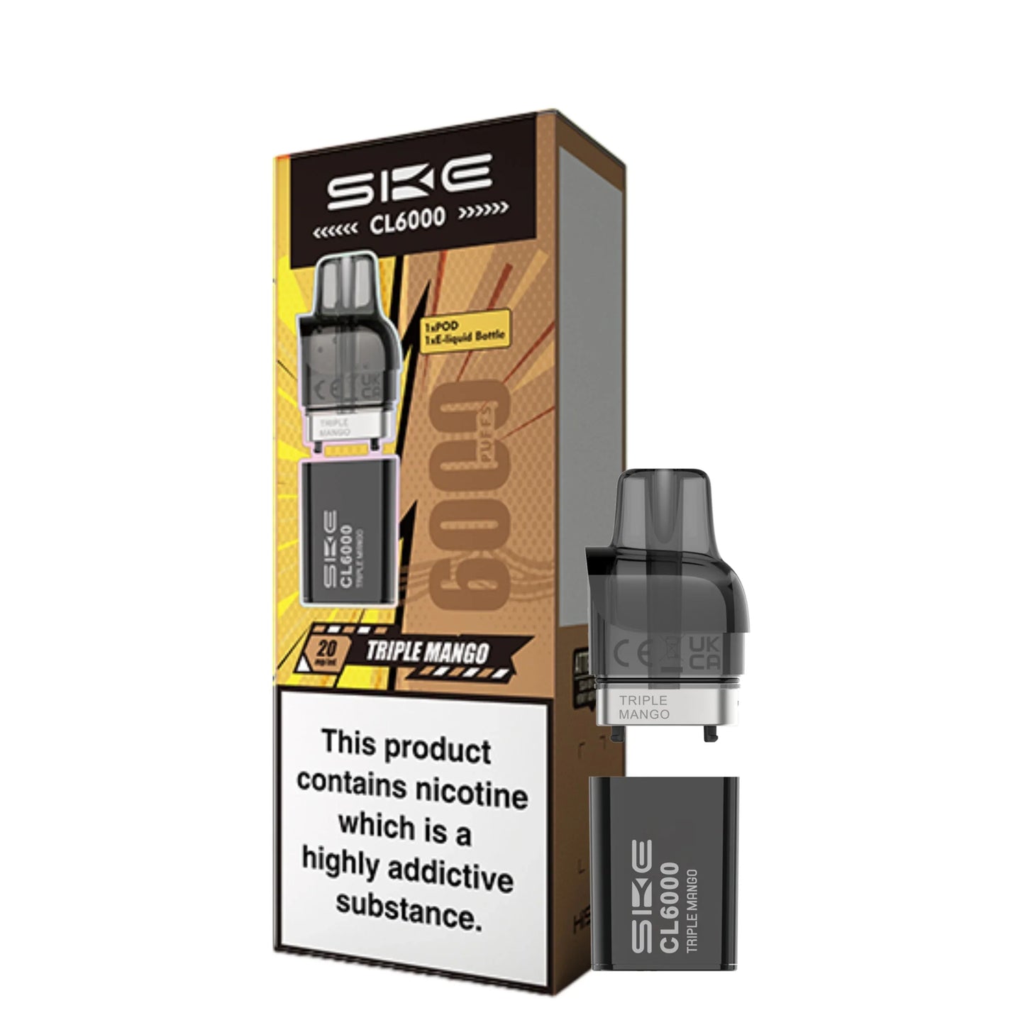 SKE Crystal CL6000 Triple Mango Prefilled Replacement Pod