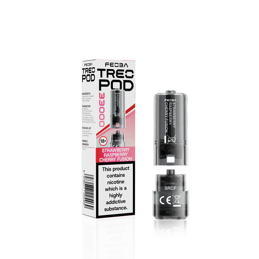 Feoba Treo 33K Strawberry Raspberry Cherry Fusion Prefilled Replacement Pods