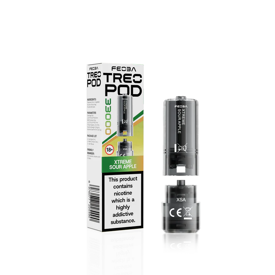 Feoba Treo 33K Xtreme Sour Apple Prefilled Replacement Pods