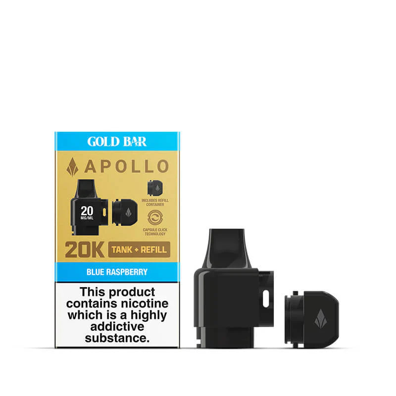 Goldbar 20K Apollo Tank and Refills Blue Raspberry