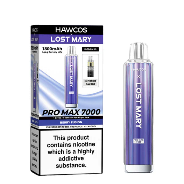 Hawcos x Lost Mary Pro Max 7000 Berry Fusion Compliant Post-June 1st Refillable Vape Kit