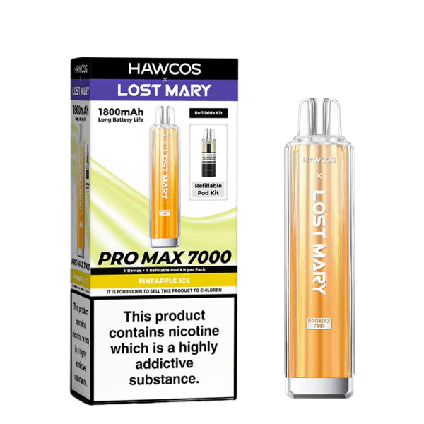 Hawcos x Lost Mary Pro Max 7000 Pineapple Ice Compliant Post-June 1st Refillable Vape Kit