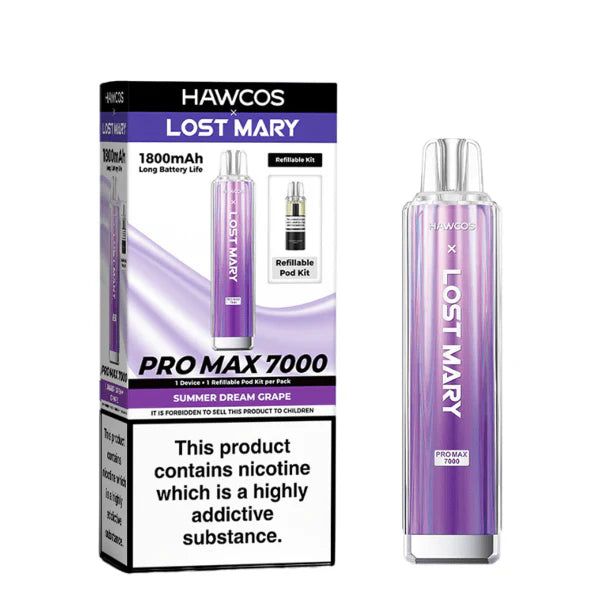 Hawcos x Lost Mary Pro Max 7000 Summer Dream Grape Compliant Post-June 1st Refillable Vape Kit