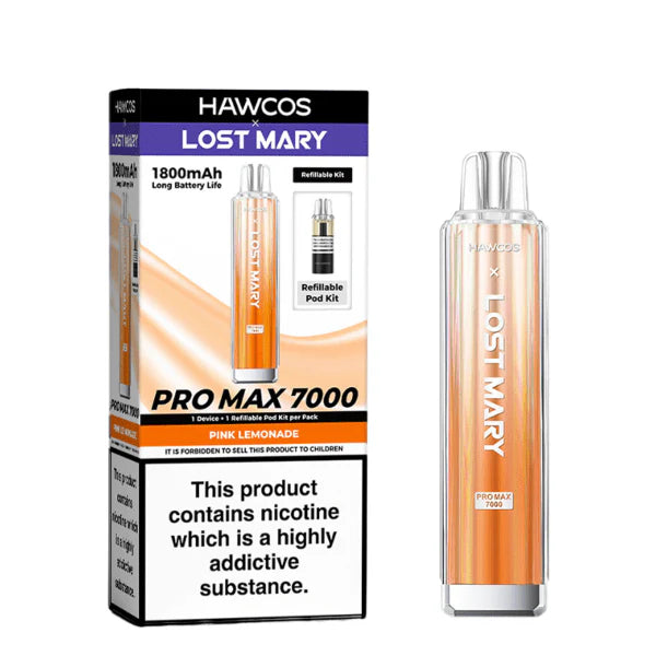 Hawcos x Lost Mary Pro Max 7000 Pink Lemonade Compliant Post-June 1st Refillable Vape Kit