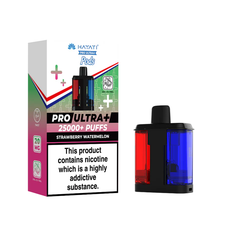 Hayati Pro Ultra Plus 25000 Watermelon B'Gum and Strawberry B'Gum Replacement Pods