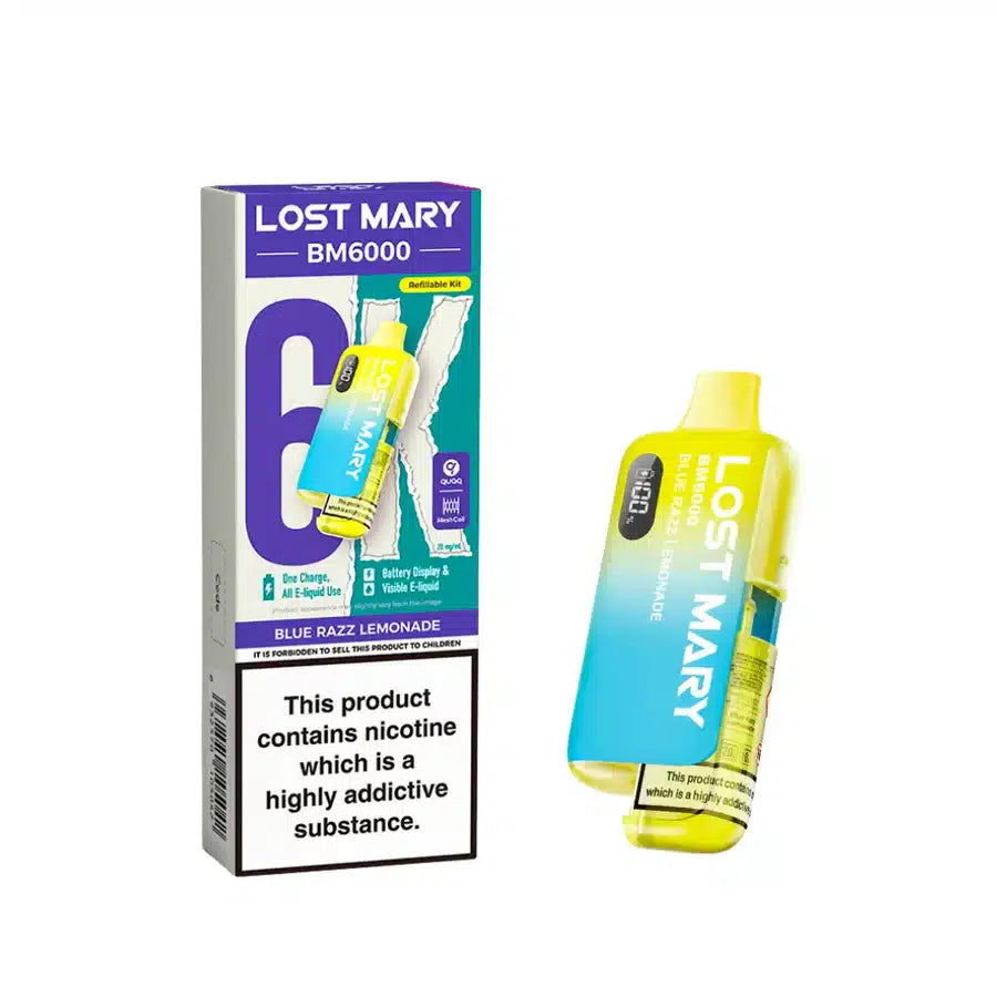 Lost Mary BM6000 Blue Razz Lemonade Compliant Post June 1st Refillable Pod Kit
