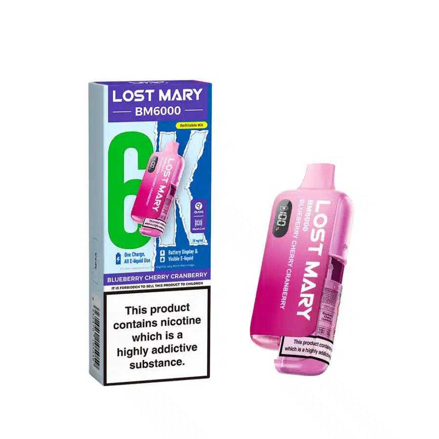 Lost Mary BM6000 Blueberry Cherry Cranberry Compliant Post June 1st Refillable Pod Kit