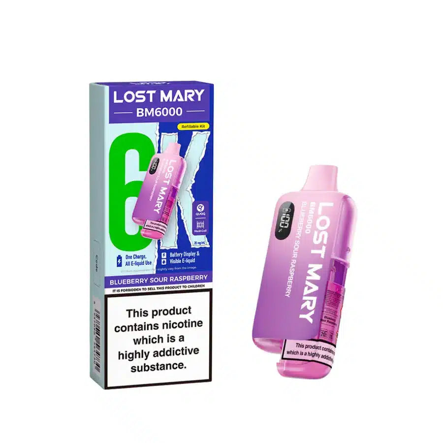 Lost Mary BM6000 Blueberry Sour Raspberry Compliant Post June 1st Refillable Pod Kit