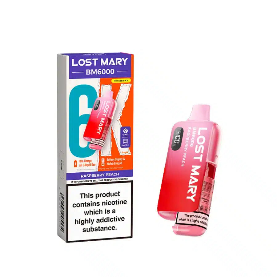 Lost Mary BM6000 Raspberry Peach Compliant Post June 1st Refillable Pod Kit