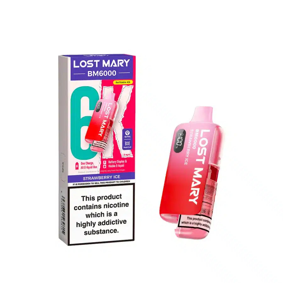 Lost Mary BM6000 Strawberry Ice Compliant Post June 1st Refillable Pod Kit