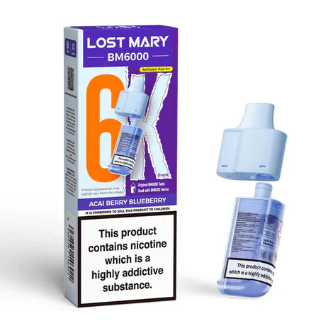 Lost Mary BM6000 Acai Berry Blueberry Compliant Post June 1st Refillable Pod