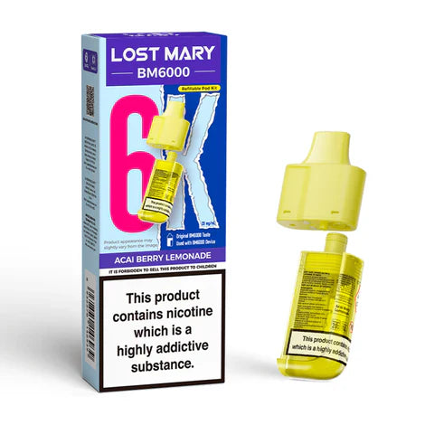 Lost Mary BM6000 Acai Berry Lemonade Compliant Post June 1st Refillable Pod
