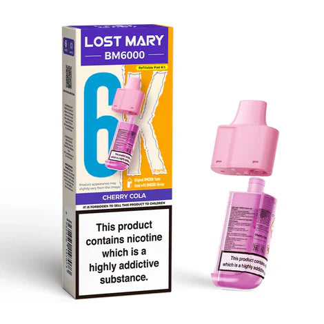 Lost Mary BM6000 Cherry Cola Compliant Post June 1st Refillable Pod