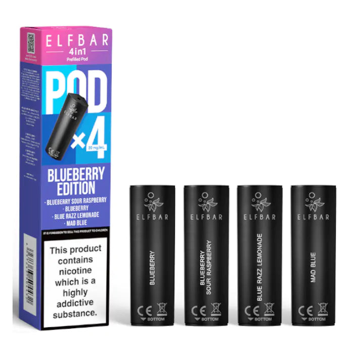 Elf Bar 4-in-1 Blueberry Edition Prefilled Pods Pack of 4