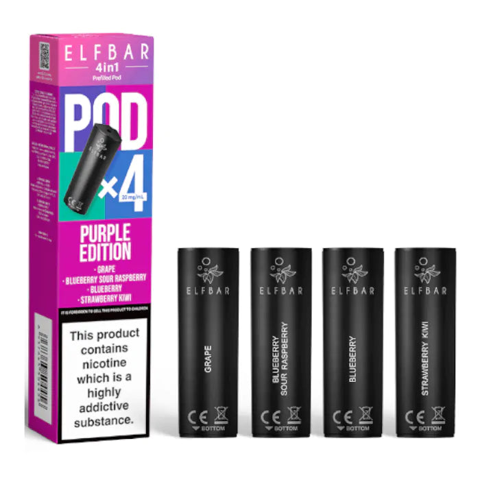 Elf Bar 4-in-1 Purple Edition Prefilled Pods Pack of 4