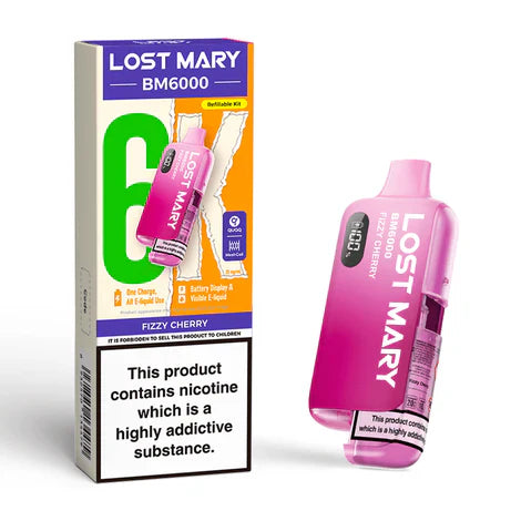 Lost Mary BM6000 Fizzy Cherry Compliant Post June 1st Refillable Pod Kit