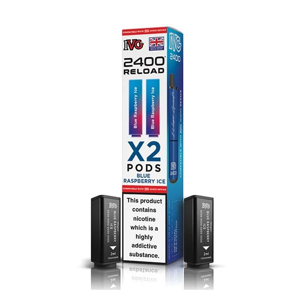 IVG 2400 2‑In‑1 Blue Raspberry Ice Prefilled Pods