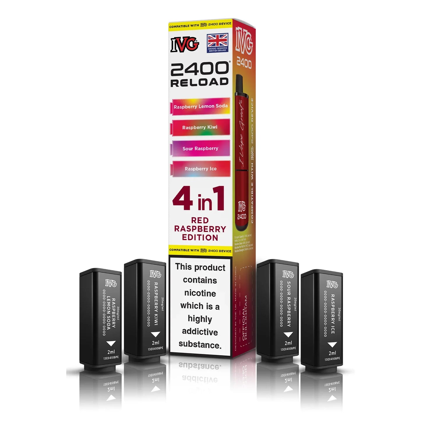 IVG 2400 4‑In‑1 Red Raspberry Edition Prefilled Pods