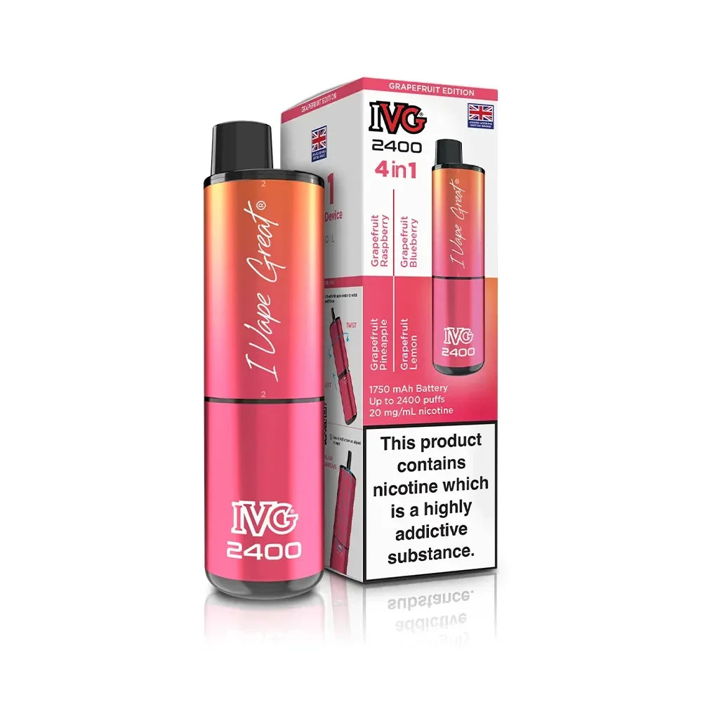IVG 2400 4‑In‑1 Grapefruit Edition Rechargeable Pod Kit