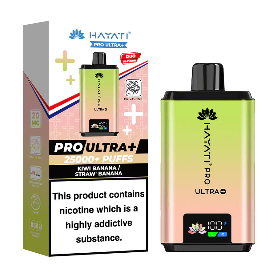 Hayati Pro Ultra Plus 25000 Kiwi Banana and Strawberry Banana Prefilled Pod Kit