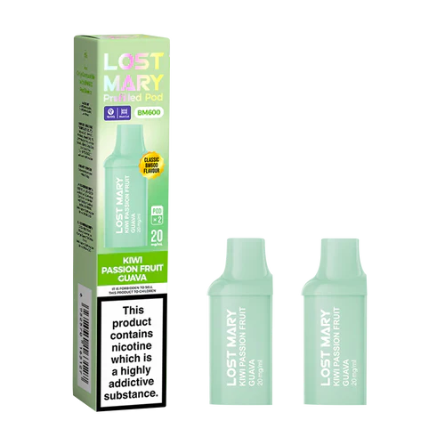 Lost Mary BM600 Kiwi Passion Fruit Guava Prefilled Replacement Pods Pack of 2