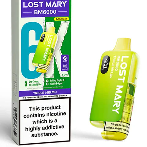 Lost Mary BM6000 Triple Melon Compliant Post June 1st Refillable Pod Kit