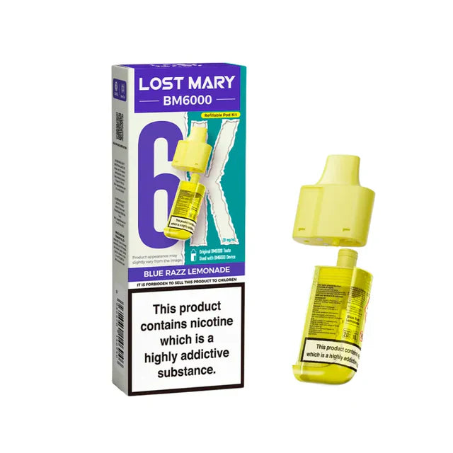 Lost Mary BM6000 Blue Razz Lemonade Compliant Post June 1st Refillable Pod