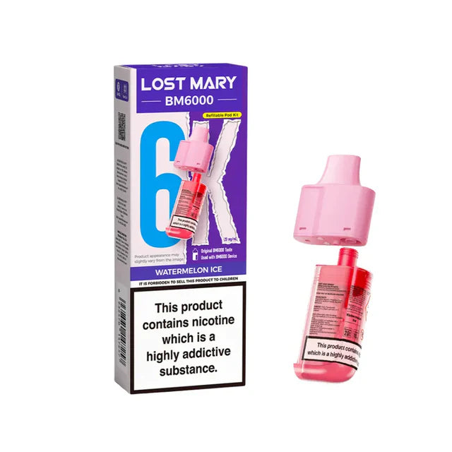 Lost Mary BM6000 Watermelon Ice Compliant Post June 1st Refillable Pod