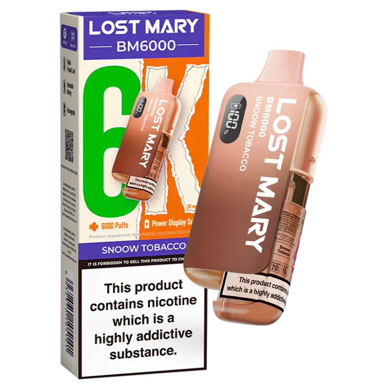 Lost Mary BM6000 Snow Tobacco Compliant Post June 1st Refillable Pod Kit