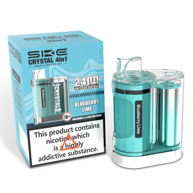 SKE Crystal 2400 Blueberry Lime 4-in-1 Prefilled Pod Vape Kit
