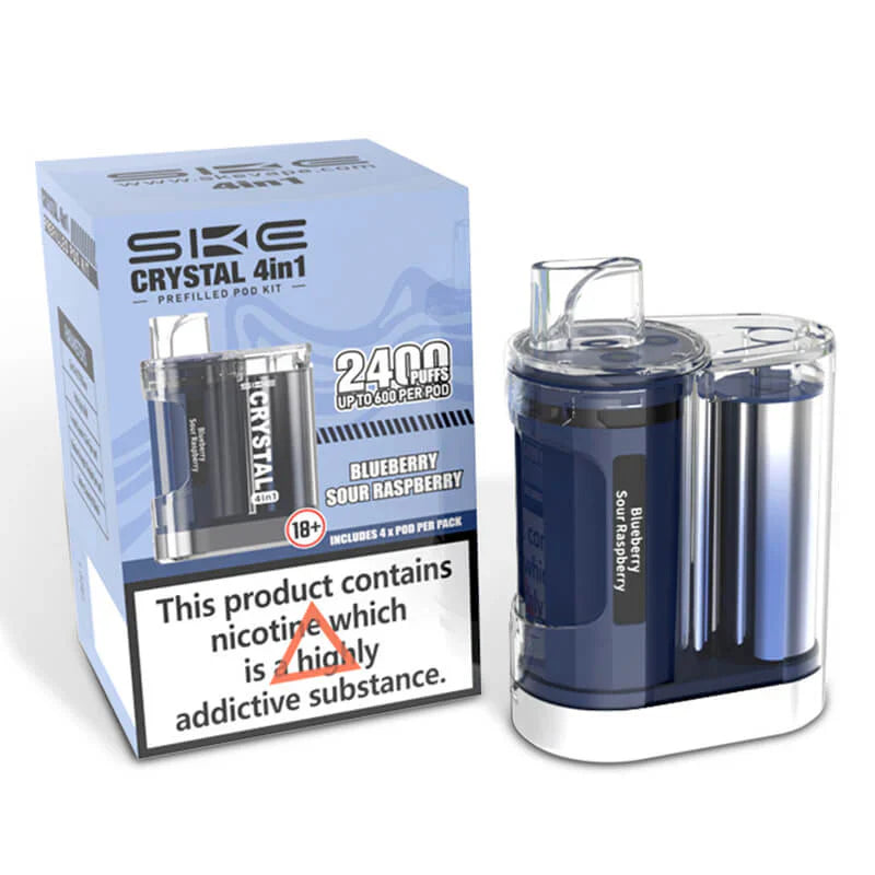 SKE Crystal 2400 Blueberry Sour Raspberry 4-in-1 Prefilled Pod Vape Kit