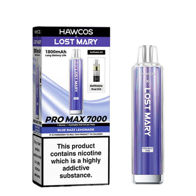 Hawcos x Lost Mary Pro Max 7000 Blue Razz Lemonade Compliant Post-June 1st Refillable Vape Kit