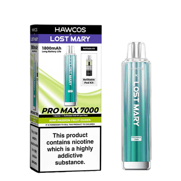 Hawcos x Lost Mary Pro Max 7000 Kiwi Passion Fruit Guava Compliant Post-June 1st Refillable Vape Kit