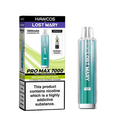 Hawcos x Lost Mary Pro Max 7000 Kiwi Passion Fruit Guava Compliant Post-June 1st Refillable Vape Kit
