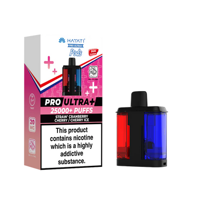 Hayati Pro Ultra Plus 25000 Strawberry Cranberry Cherry and Cherry ice Replacement Pods