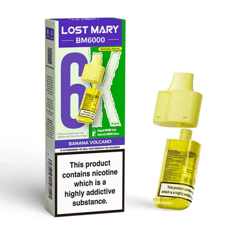 Lost Mary BM6000 Banana Volcano Compliant Post June 1st Refillable Pod