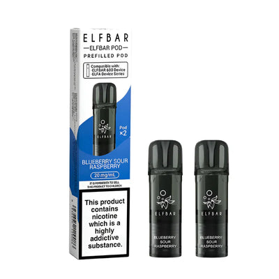 Elf Bar 600 Compliant Post June 1st Blueberry Sour Raspberry Prefilled Pods Pack of 2