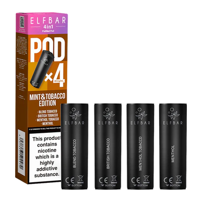 Elf Bar 4-in-1 Mint & Tobacco Edition Prefilled Pods Pack of 4