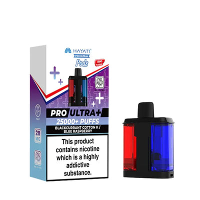 Hayati Pro Ultra Plus 25000 Blackcurrant Cotton K and Blue Raspberry Replacement Pods