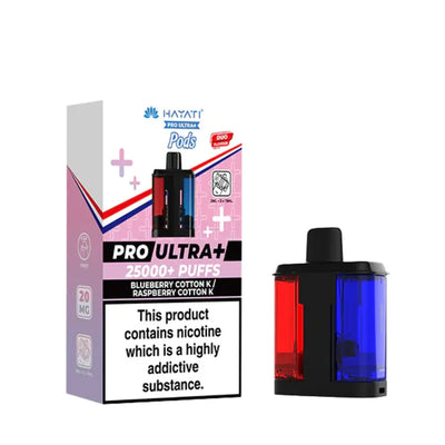 Hayati Pro Ultra Plus 25000 Blue Berry Cotton K and Raspberry Cotton K Replacement Pods