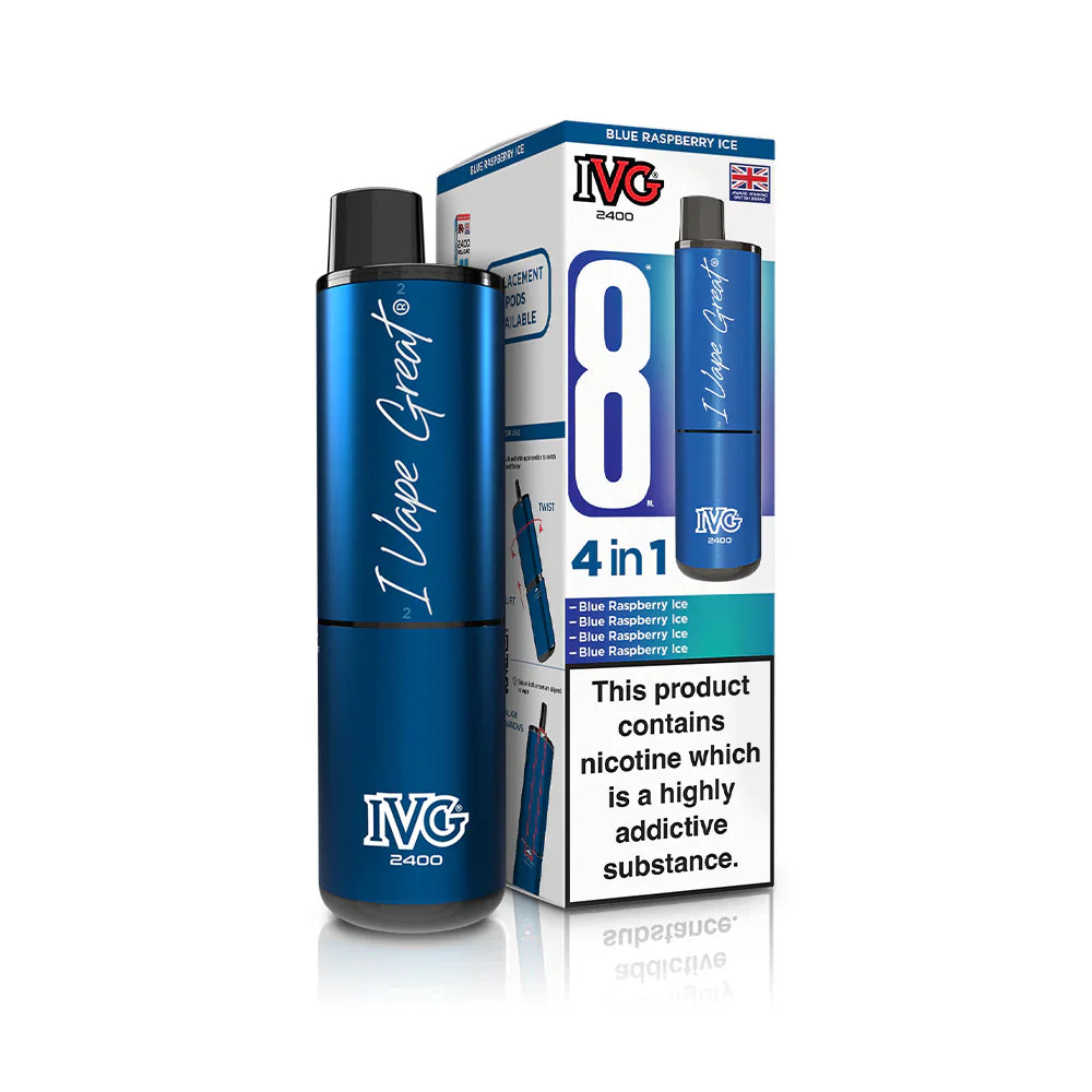 IVG 2400 4‑In‑1 Blue Raspberry Ice Rechargeable Pod Kit