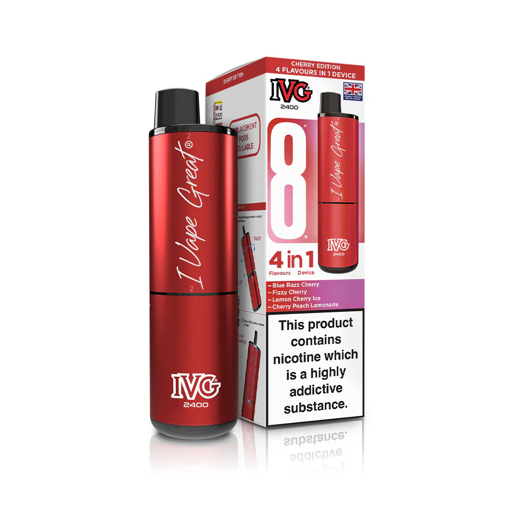 IVG 2400 4‑In‑1 Cherry Edition Rechargeable Pod Kit