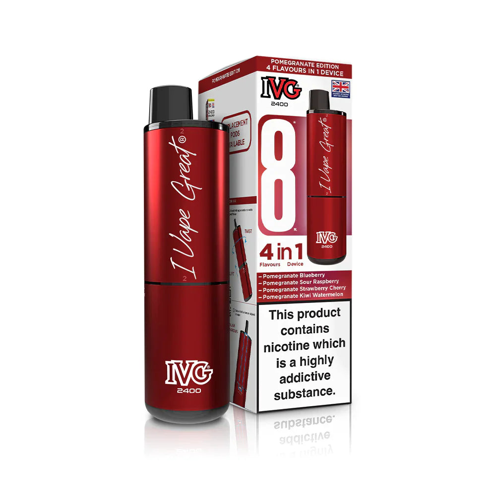 IVG 2400 4‑In‑1 Pomegranate Edition Rechargeable Pod Kit