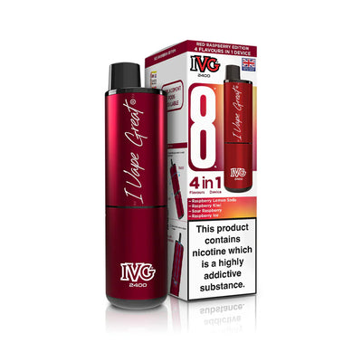 IVG 2400 4‑In‑1 Red Raspberry Edition Rechargeable Pod Kit