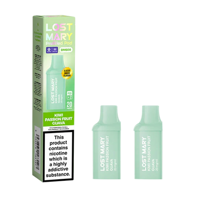 Lost Mary BM600 Kiwi Passion Fruit Guava Prefilled Replacement Pods Pack of 2
