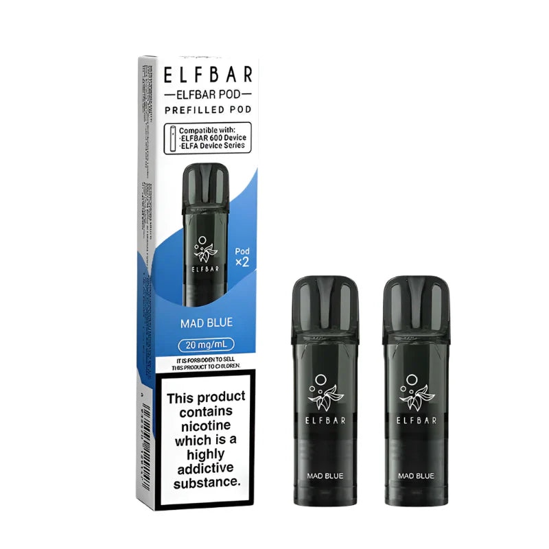 Elf Bar 600 Compliant Post June 1st Mad Blue Prefilled Pods Pack of 2