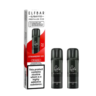 Elf Bar 600 Compliant Post June 1st Strawberry Ice Prefilled Pods Pack of 2